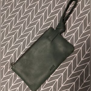 ABLE Leather Olive Green Wristlet